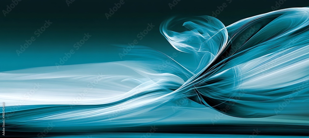 Poster a dynamic, abstract wind pattern with a large area for text