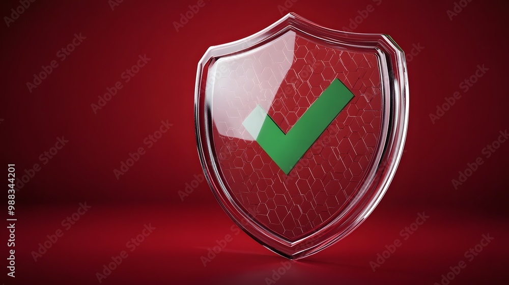 Poster protection. healthcare. insurance. cyber security. network safety. protection shield with green chec