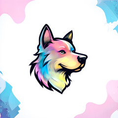 Fototapeta premium illustration of dog animal mascot head logo on the abstract background.