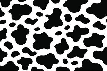 Abstract cow skin texture or cow print pattern vector. Black and white animal print, repeat pattern design.
