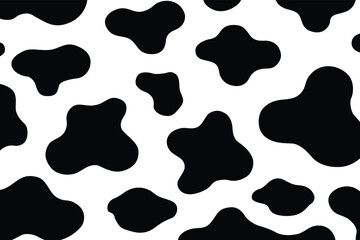 Abstract cow skin texture or cow print pattern vector. Black and white animal print, repeat pattern design.