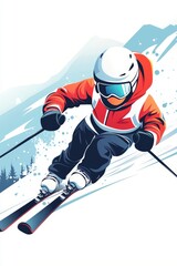 Obraz premium cross country skier in the mountains - action illustration
