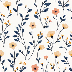 Cute Tiny flowers on a white background, seamless pattern on background for fabric, curtain, wallpaper, clothing, wrapping, vector	