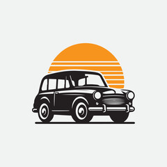 Classic retro car illustration logo vector.  
Classic muscle car vector labels, emblems and badges set. Retro vehicle, old automotive transportation logo illustration