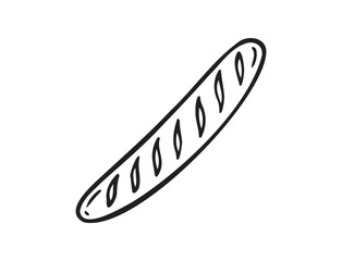 French baguette hand drawn outline doodle icon. Bread loaf vector isolated sketch illustration