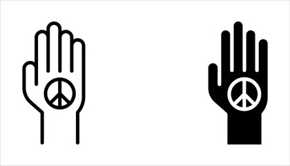 Peace symbol icon set on white background. Black and white circle international peace icon for anti war