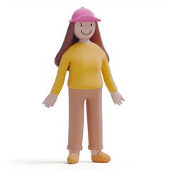 Woman in 3D style on a white background
