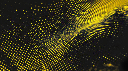 Abstract yellow halftone banner on black background. sports. Illustrations
