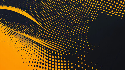 Abstract yellow halftone banner on black background. sports. Illustrations
