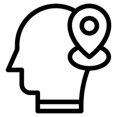 Vector Icon location, mind, thought, user, human brain