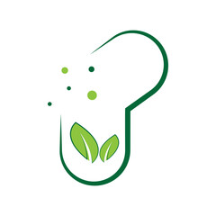 herbal capsule pill leaf medicine drug logo vector