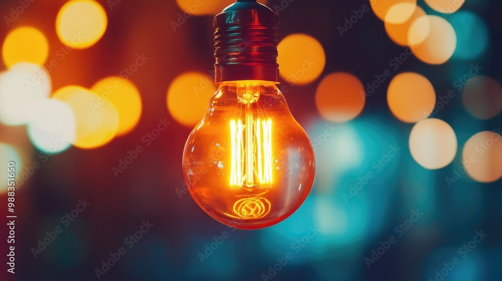 Poster a bright fluorescent lamp shining in focus, symbolizing the spark of creativity in the problem-solvi
