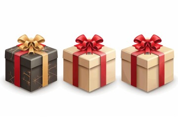 Fototapeta premium Gift box icon, giftbox, congratulation present with bow, shopping symbol, parcel sign, surprise box