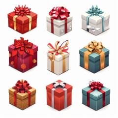 Obraz premium Gift box icon, giftbox, congratulation present with bow, shopping symbol, parcel sign, surprise box