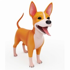 Basenji in 3D style on a white background
