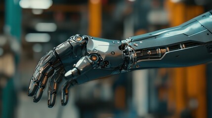 An advanced prosthetic arm with robotic precision, showcasing its seamless integration with the human body in a dynamic, action-oriented setting