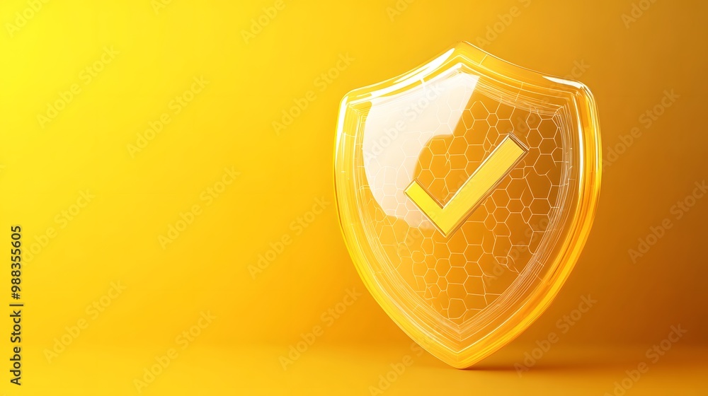 Poster protection. healthcare. insurance. cyber security. network safety. protection shield with check mark