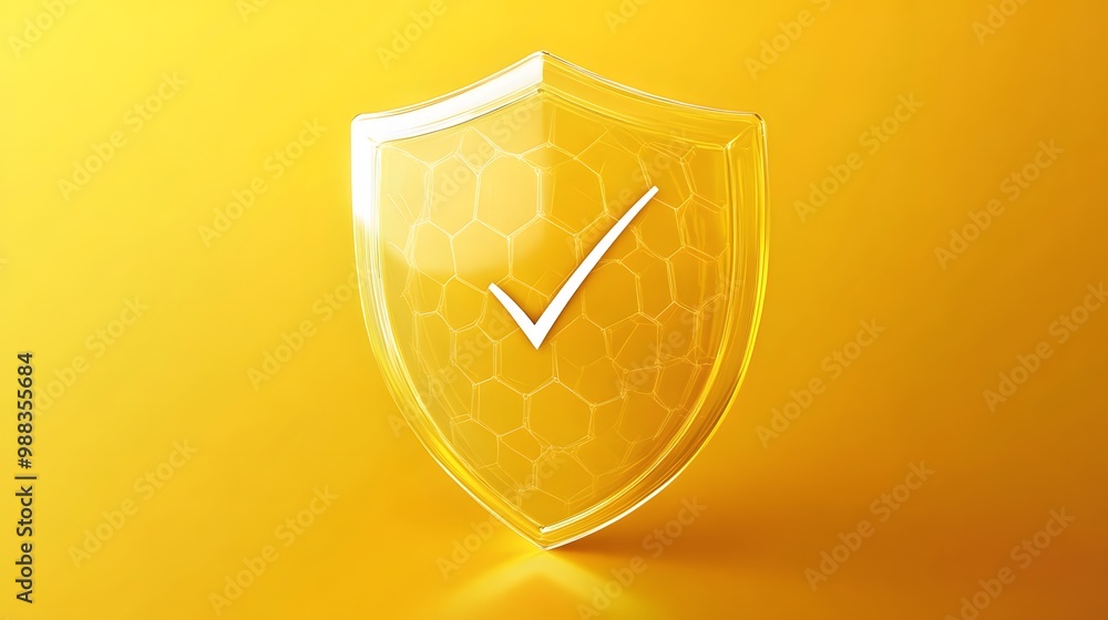 Poster protection. healthcare. insurance. cyber security. network safety. protection shield with check mark