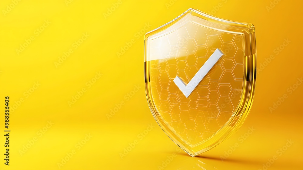 Poster protection. healthcare. insurance. cyber security. network safety. protection shield with check mark