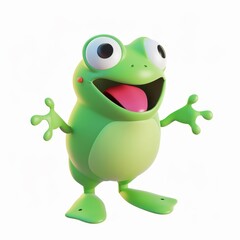 Naklejka premium frog In 3D style on a white background 