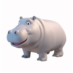 Hippopotamus In 3D style on a white background
