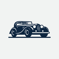 Classic retro car illustration logo vector.  
Classic muscle car vector labels, emblems and badges set. Retro vehicle, old automotive transportation logo illustration