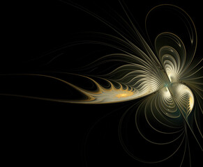 Abstract fractal golden pattern on black background