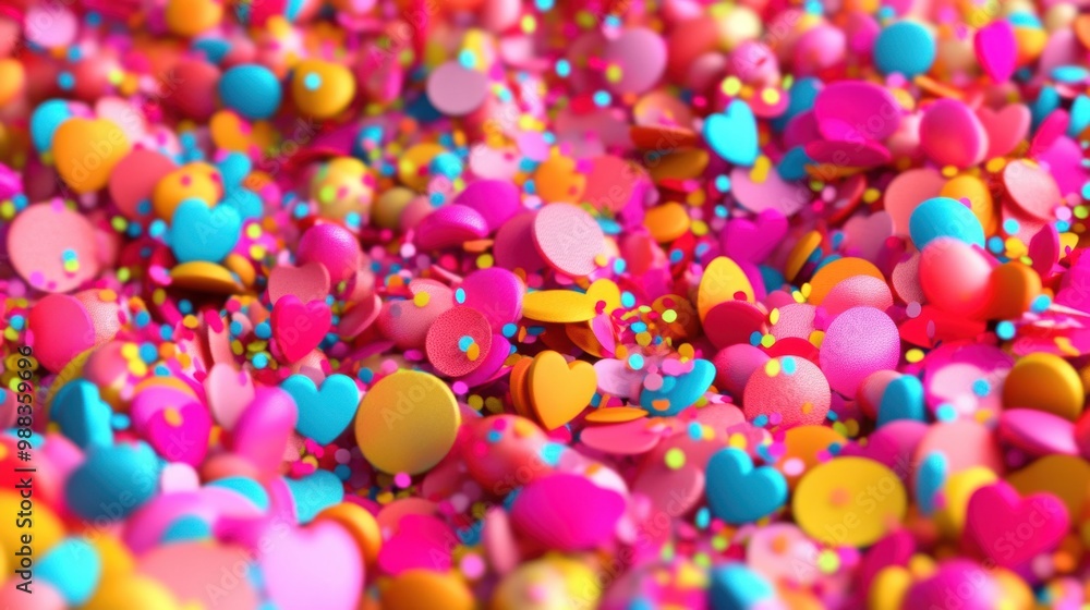 Poster a vibrant display of colorful streaks and glowing particles forms an abstract confetti background, e