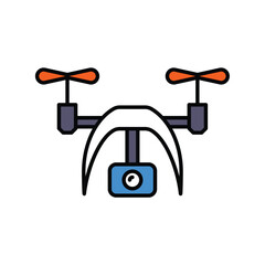 camera drone color line icon with white background vector stock illustration