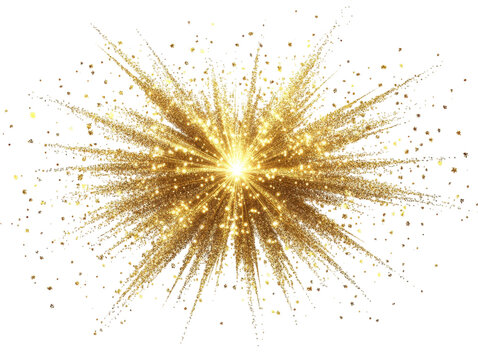 Gold sparkle burst for festive design and celebrations.