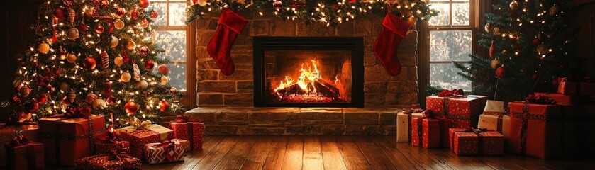 Cozy Christmas Scene with Children Celebrating Together