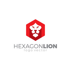 Hexagon Lion Logo Design Vector