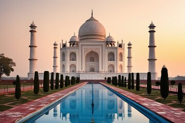 Naklejka premium Taj Mahal Agra India's Architectural Wonder and Historical Significance