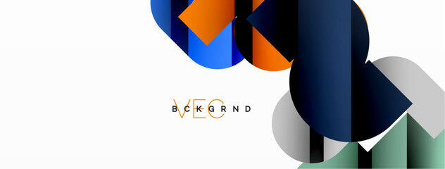 Colorful curve geometric shapes on white