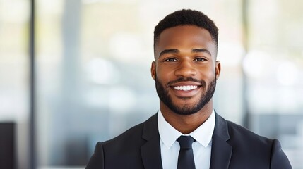 Fototapeta premium Corporate executive posing in front of a corporate background