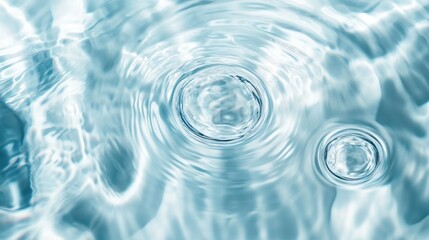Crystal clear water surface with light ripples and circular rings forming a seamless texture in white and blue tones