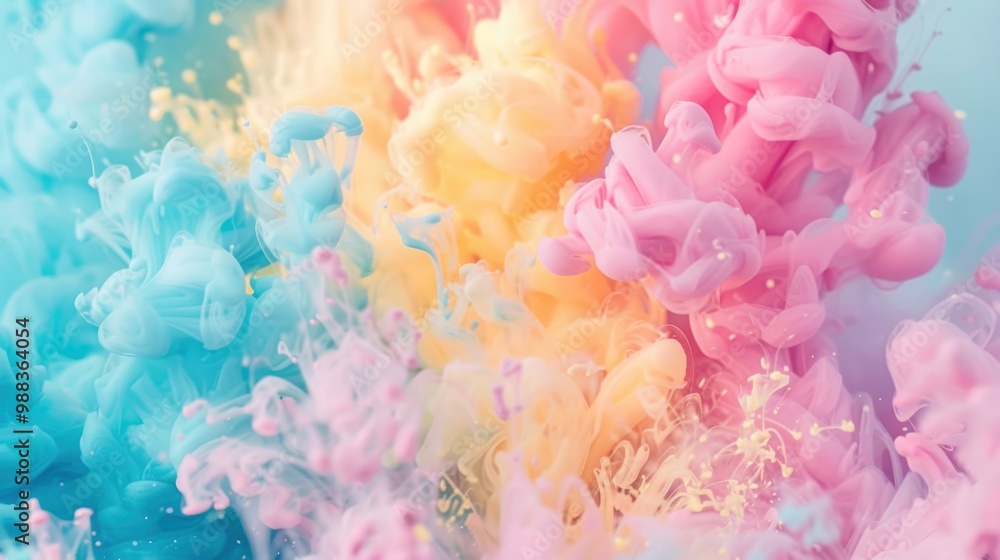 Poster a dynamic display of colorful ink bursts fills the canvas with shimmering orbs, creating an energeti