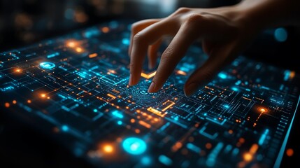 Digital analytics data visualization. Big data. Network connection. Artificial intelligence technology. Digital tech. Hand typing, gesturing.	