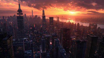 Fototapeta premium An ultra realistic photo of the new york city skyline 