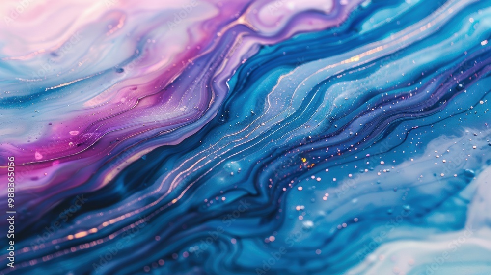 Poster the artwork showcases blue and purple waves, creating a tranquil vibe with smooth patterns and spark