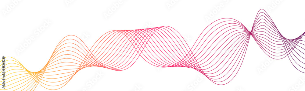 Leinwandbilder Abstract wave thin curved lines graphic for design. Element for design isolated on white. Concept technology ai graphics modern pattern. Background lines wave stripe design.