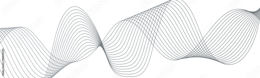 Aufkleber Abstract wave thin curved lines graphic for design. Element for design isolated on white. Concept technology ai graphics modern pattern. Background lines wave stripe design.
