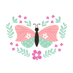 Beautiful butterfly and flowers arrangement
