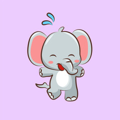 flat cute cartoon elephant birhtday for elements, clipart and sticker