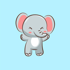 flat cute cartoon elephant birhtday for elements, clipart and sticker