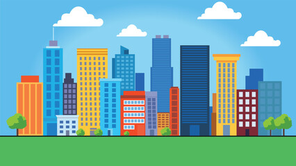 Skyscrapers City Building Cityscape Landscape in Bright Day