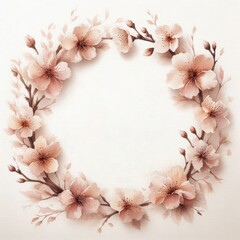 Delicate pink cherry blossoms arranged in a beautiful floral wreath.