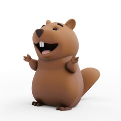 Fototapeta premium beaver in 3D style on a white background 