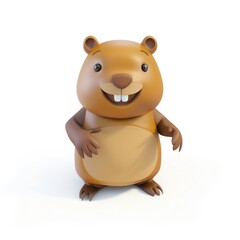 Naklejka premium beaver in 3D style on a white background 