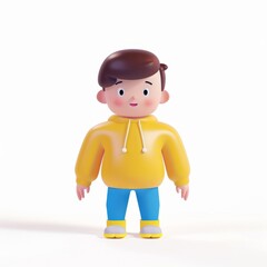 Happy boy in 3D style on a white background

